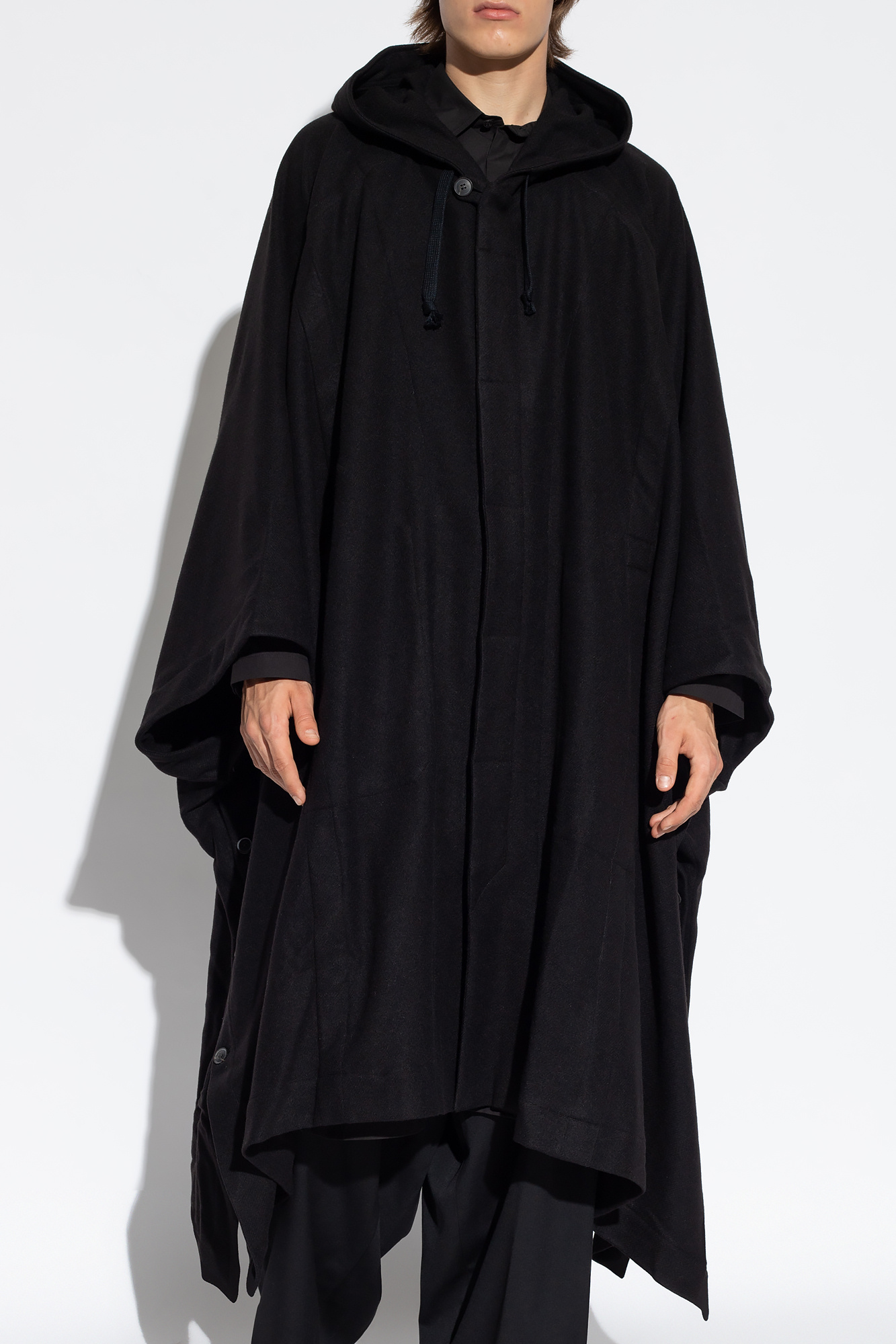 Black hooded poncho discount mens